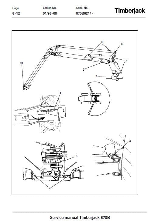 Timberjack 870B Single Grip Harvester Service Repair Manual