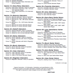 John Deere Alternators and Motors Service Repair Manual