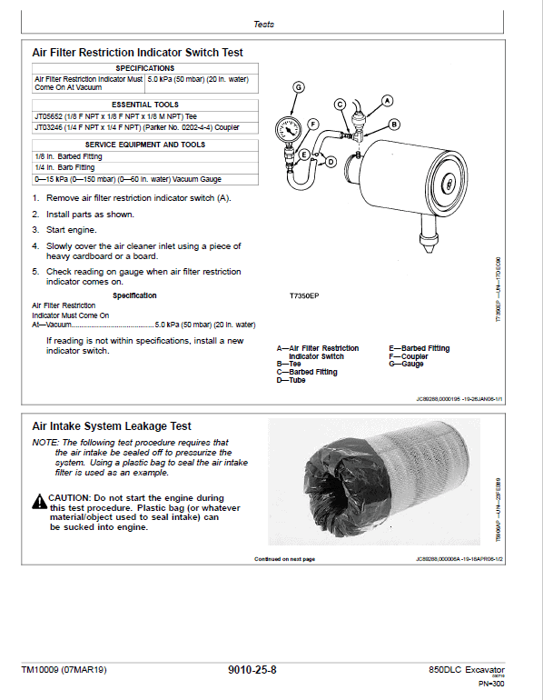 John Deere 850DLC Excavator Repair Service Manual
