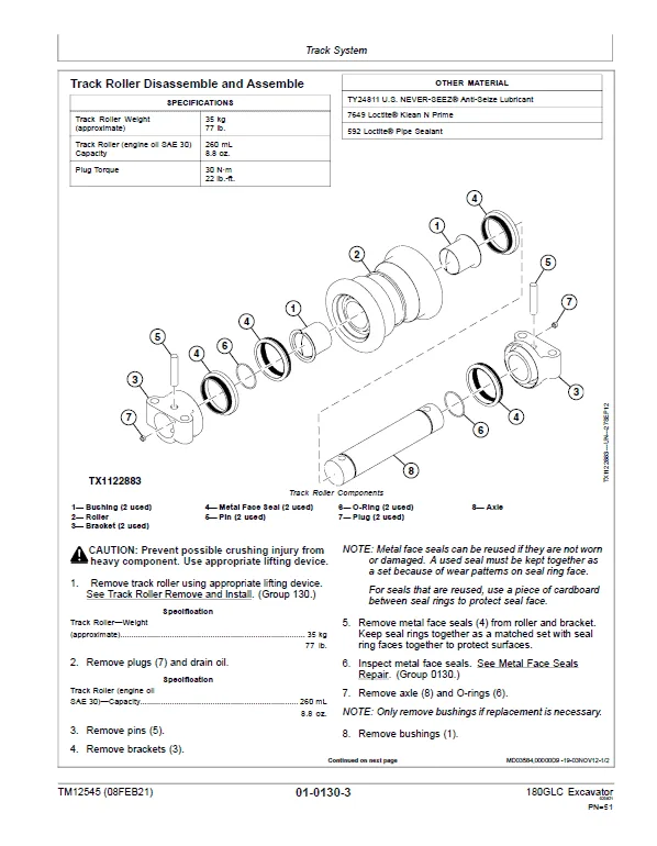 John Deere 180GLC Excavator Repair Services Manual