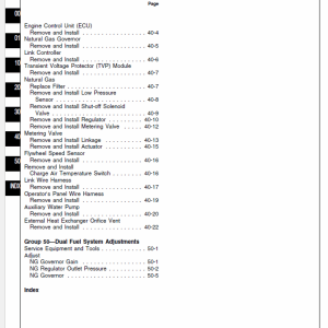 John Deere 400 Series 6076AFD Dual Fuel Engines Service Manual