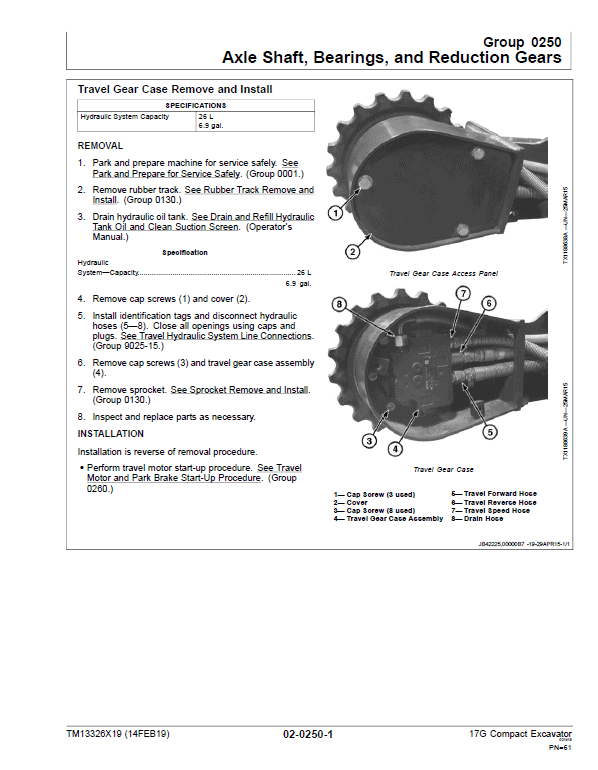 John Deere 17G Excavator Repair Service Manual