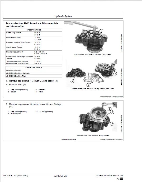 John Deere 190GW Wheeled Excavator Repair Services Manual