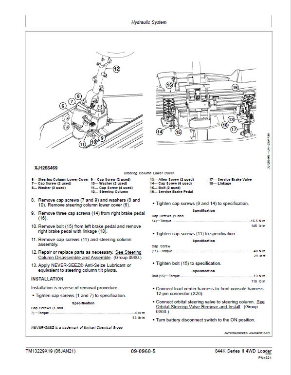 John Deere 844K 4WD Series II Loader Technical Manual