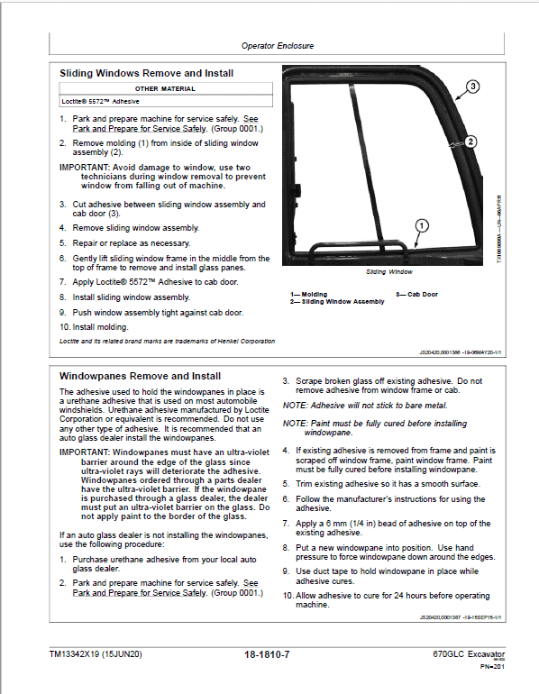 John Deere 670GLC Excavator Repair Service Manual