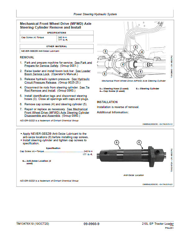 John Deere 210L EP Tractor Loader Repair Service