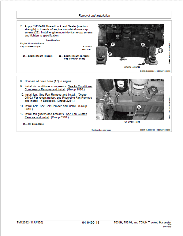 John Deere 703JH, 753JH, 759JH Harvester Repair Manual