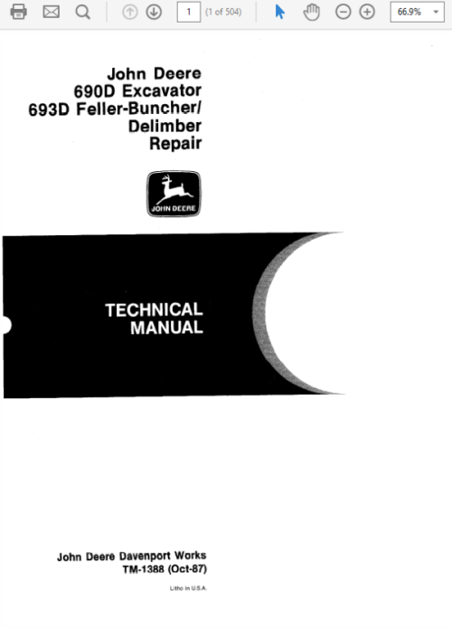 John Deere 690D, 693D Excavator Service Manual John Deere 690D, 693D Excavator Service Manual