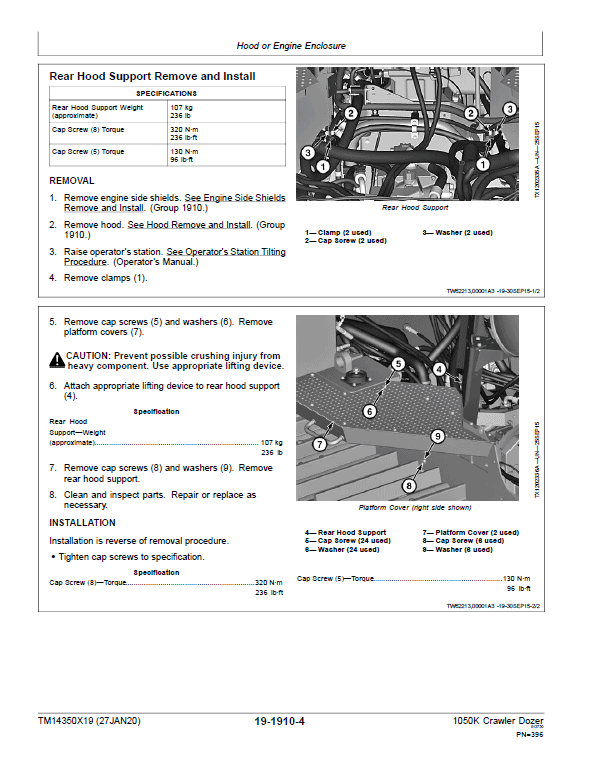 John Deere 1050K Crawler Dozer Service Manual TM
