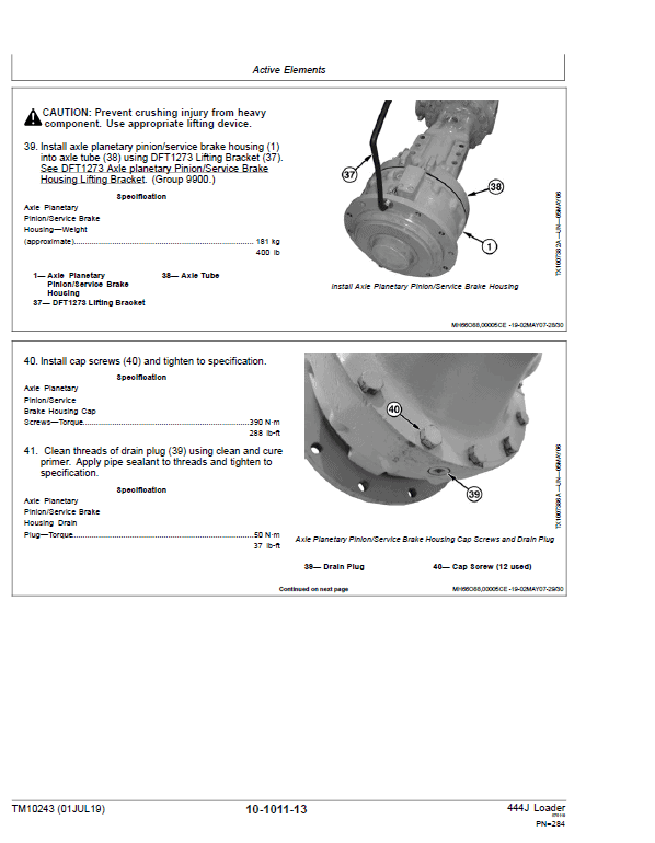 John Deere 444J Loader Repair Technical Manual