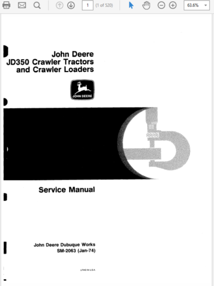 John Deere 350, 350B Crawler Tractor Loaders Service Manual TM1032