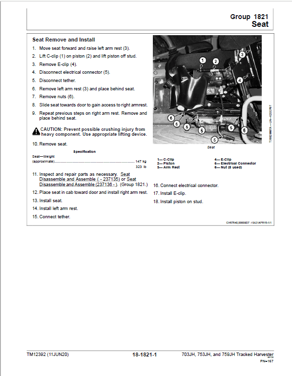 John Deere 703JH, 753JH, 759JH Harvester Repair Manual