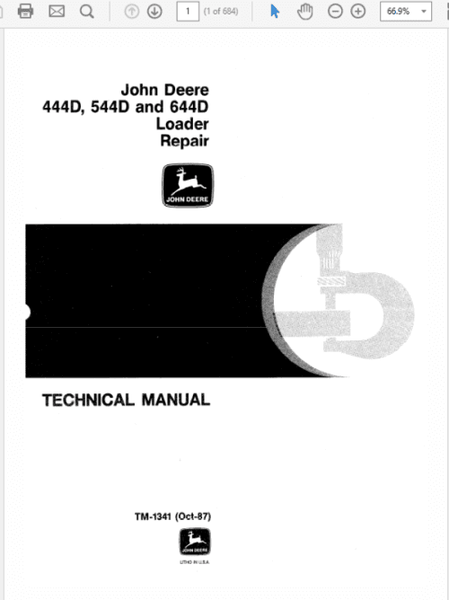 John Deere 444D, 544D and 644D Loader Technical Manual