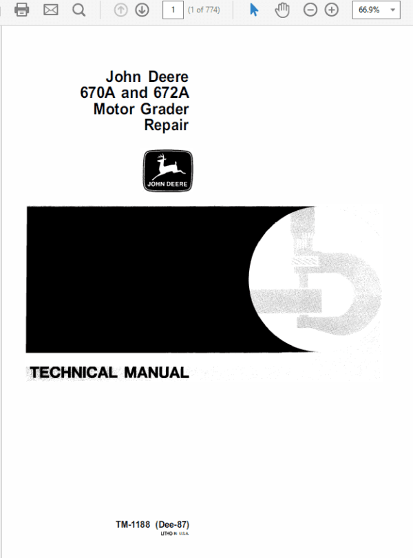 John Deere 670A, 672A Motor Grader Technical Manual