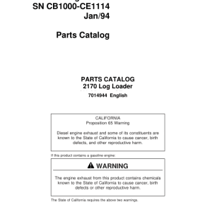 John Deere 2170 Knuckleboom Loader (SN SN CB1000-CE1114) Parts Catalog Manual