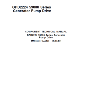 John Deere GPD2224 (59000 Series) Generator Pump Driver Manual