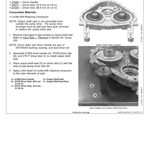 John Deere 5928RFG Pump Drive Component Technical Manual