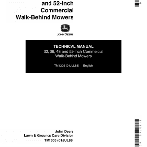 John Deere 32, 36, 48, 52 inch Commercial Walk Behind Mowers Repair Manual