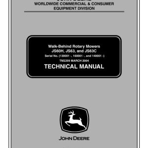 John Deere JS60H, JS63, JS63C Walk Behind Rotary Mowers Repair Manual