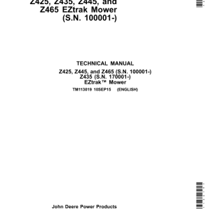 John Deere Z425, Z435, Z445, Z465 EZtrak Mower Repair Manual