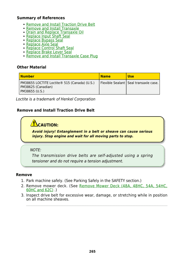 John Deere Z525E, Z535M, Z540M, Z535R, Z540R ZTrak Mower Repair Manual