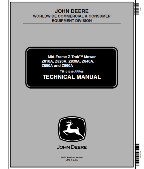 John Deere Z840A, Z850A Mower Repair Manual