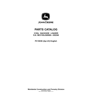 John Deere 315SJ Backhoe Loaders Parts Catalog Manual