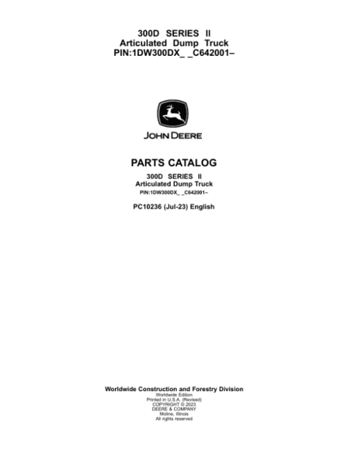 PC10236_1-600x776 John Deere 300D Series II Articulated Dump Trucks (C642001–) Parts Catalog Manual