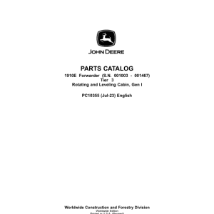 John Deere 1910E T3 Forwarders (SN 001003-001467) Parts Catalog Manual