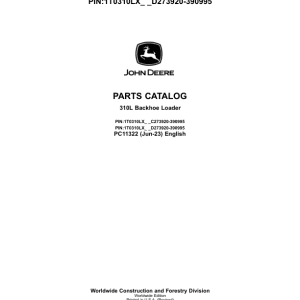 John Deere 310L Backhoe Loaders (SN C273920-390995 & D273920-390995) Parts Catalog Manual