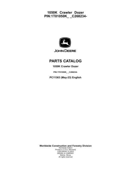 John Deere 1050K Crawler Dozers Parts Catalog Manual John Deere 1050K Crawler Dozers Parts Catalog Manual