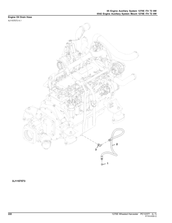 John Deere 1270E IT4 T2 8W Wheeled Harvesters (SN 002501 – 003008) Parts Catalog Manual
