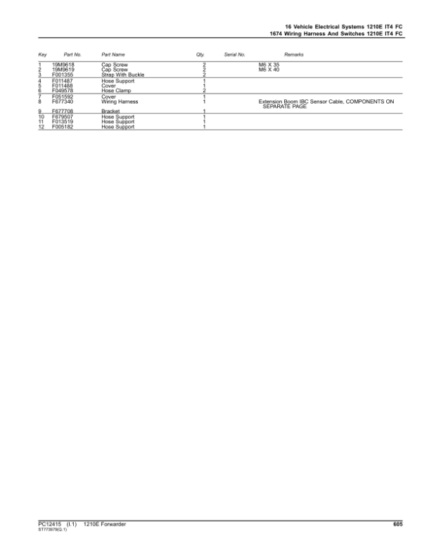 John Deere 1210E IT4 FFC Forwarders Parts Catalog Manual