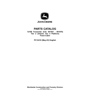 John Deere 1210E IT4 T2 FFC Forwarders Parts Catalog Manual