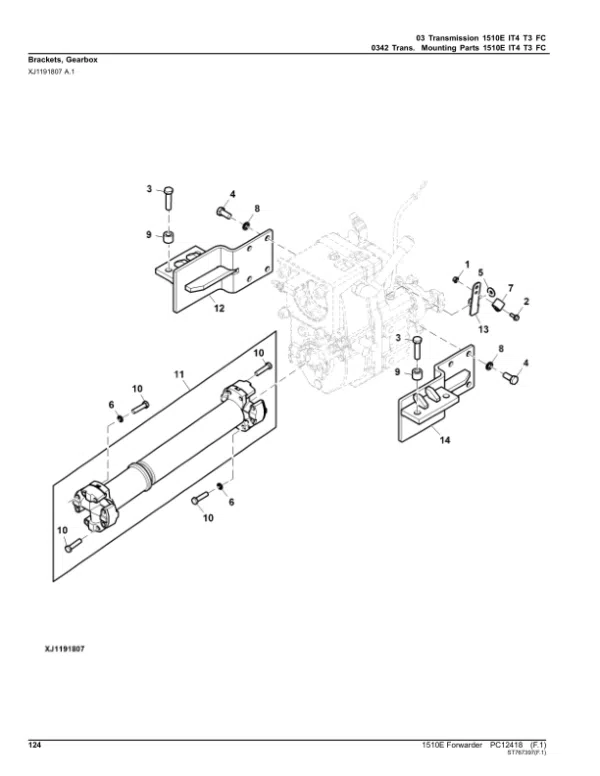 John Deere 1510E IT4 T3 FFC Forwarders (SN 003001 – 003569) Parts Catalog Manual