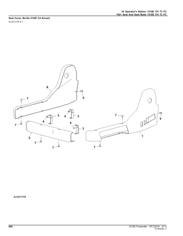 John Deere 1510E IT4 T3 FFC Forwarders (SN 003001 – 003569) Parts Catalog Manual