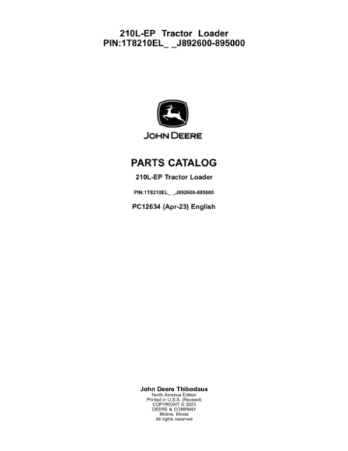 PC12634_1-600x776 John Deere 210L EP Tractor Loader (SN 1T8210EL_ _J892600-895000) Parts Catalog Manual