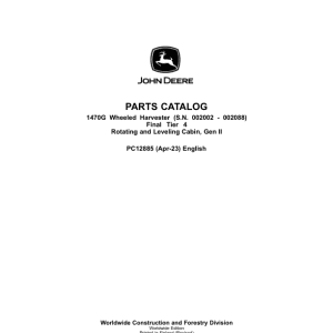John Deere 1470G Wheeled Harvesters (SN 002002-002088) Parts Catalog Manual