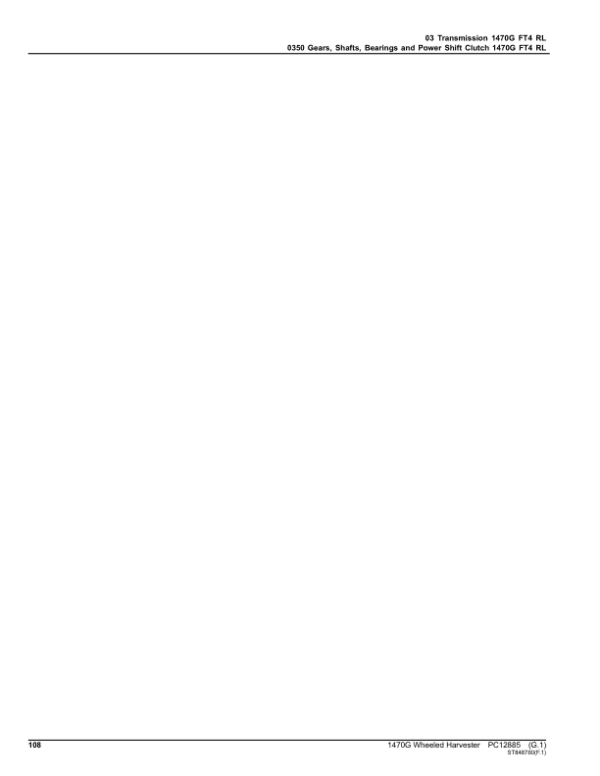 John Deere 1470G Wheeled Harvesters (SN 002002-002088) Parts Catalog Manual