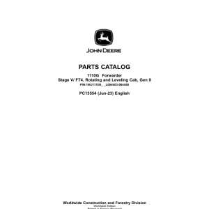 John Deere 1110G FT4 RL Forwarders Parts Catalog Manual