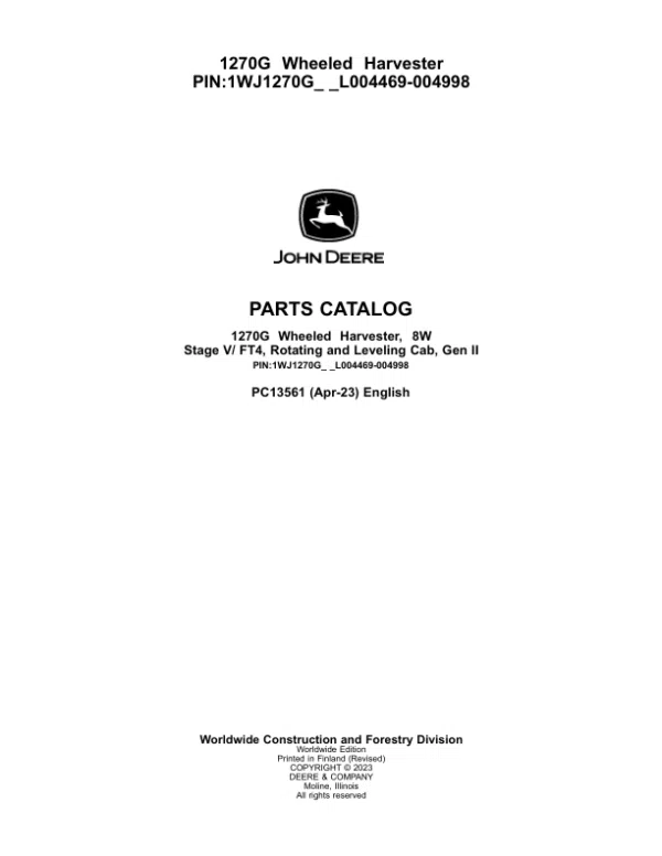 PC13561_1-600x776 John Deere 1270G 8W Wheeled Harvesters (SN L004469-004998) Parts Catalog Manual