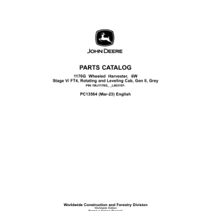 John Deere 1170G Forwarders SN F003107- Parts Catalog Manual