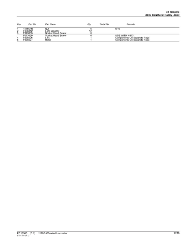 PC13565_1274-600x776 John Deere 1170G Wheeled Harvesters Parts Catalog Manual