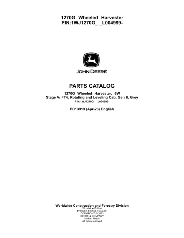 PC13919_1-600x776 John Deere 1270G 6W Wheeled Harvesters (SN 1WJ1270G_ _L004999-) Parts Catalog Manual