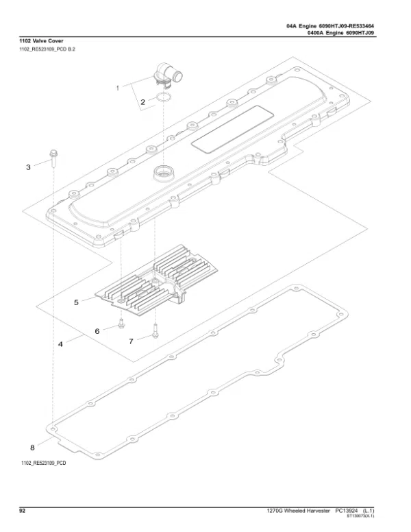 PC13924_91-600x776 John Deere 1270G FT4 T3 8W Wheeled Harvesters (SN 1WJ1270G__D004999-) Parts Catalog Manual