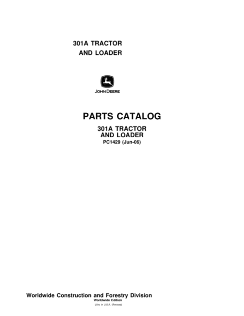PC1429_1-600x776 John Deere 301A Tractors Parts Catalog Manual