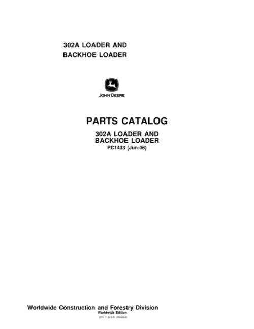 PC1433_1-600x776 John Deere 302A Loaders Parts Catalog Manual