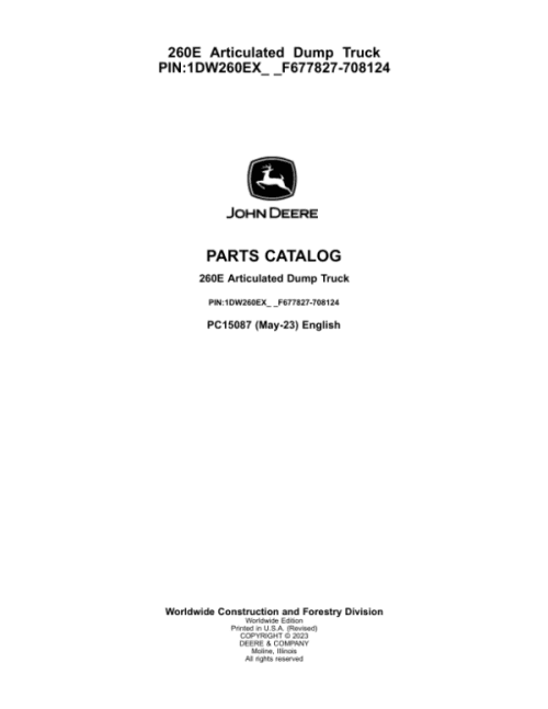 PC15087_1-600x776 John Deere 260E Articulated Dump Trucks (SN F677827-708124) Parts Catalog Manual