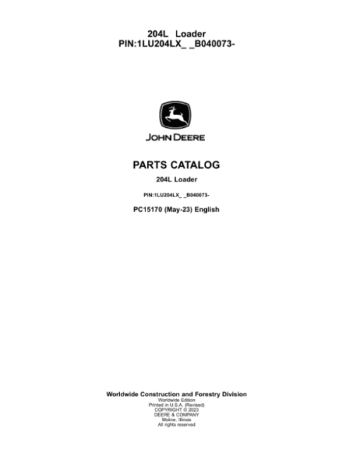 PC15170_1-600x776 John Deere 204L Loaders (SN 1LU204LX_ _B040073-) Parts Catalog Manual