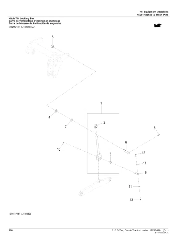 John Deere 210 G Backhoes (SN 1T0210GA_ _G_02263-) Parts Catalog Manual